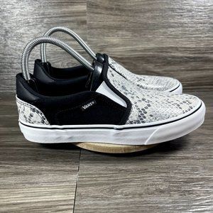 Vans Black and White Patterned Slip-On Sneakers